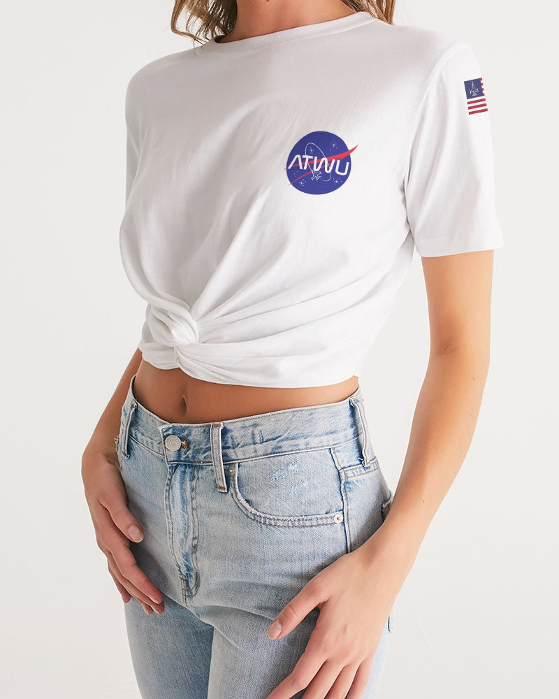 ALL THE WAY UP SPACE Women's Twist-Front Cropped Tee