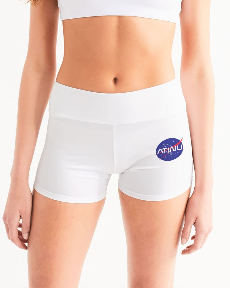 ALL THE WAY UP SPACE Women's Mid-Rise Yoga Shorts